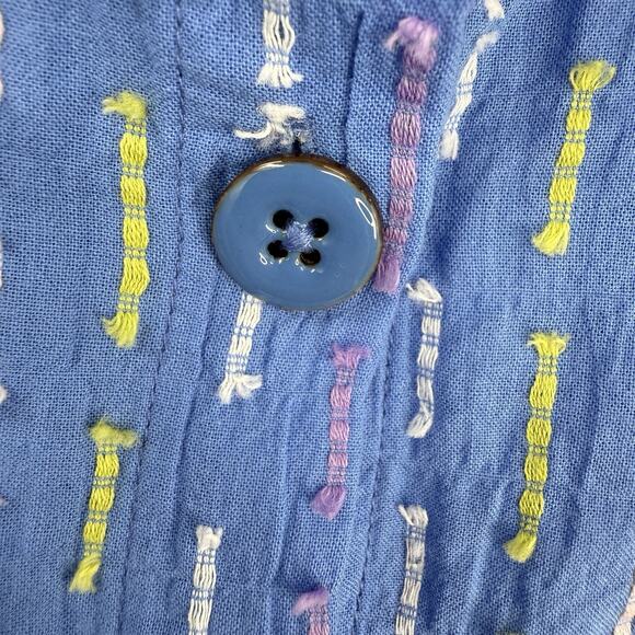 Habitat Clothes to Live In Small Tunic Blue Colorful Dashes 3/4 Sleeve Lagenlook - Picture 6 of 10